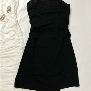 Black Zip Side Wrap Hem Mini Tube Dress